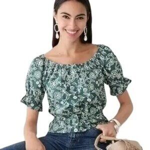J.Crew Gathered Scoopneck Top in Vintage Vine NWT